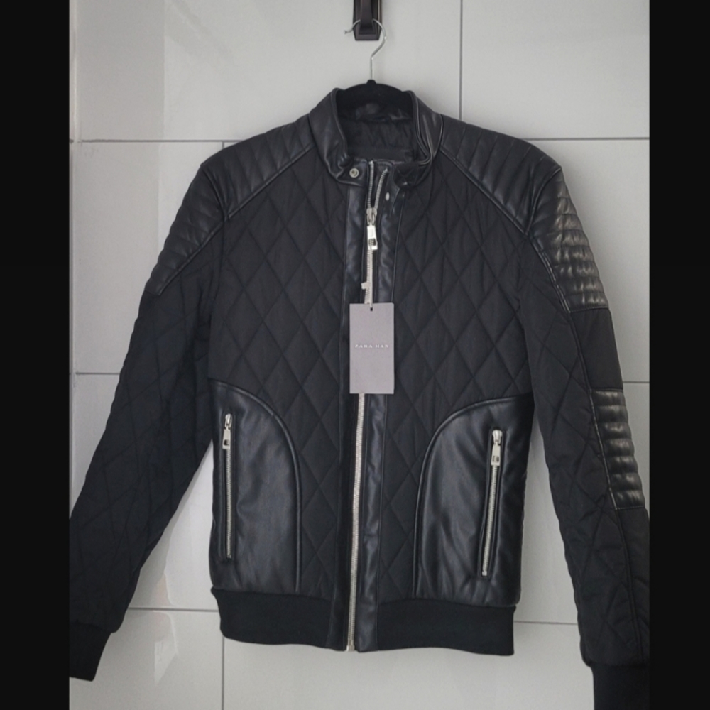 ZARA Faux Leather Quilted Jacket